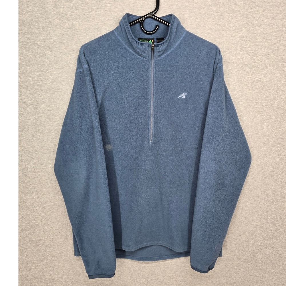 EMS Men Large Blue 1/4 Zip Fleece Pullover Made in Canada Eastern Mountain Sport
